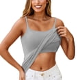 thumbnail image 5 of WTOBBY 2-Piece Solid Color Women's Camisole with Built-in Chest Pad, Sexy Oversized Tank Top Set for Layering, Soft Plus Size Comfort Underwear,Hot Pink M, 5 of 5