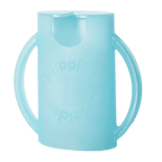 Squeeze Proof Flipping Holder ORIGINAL (without lid) for Food Pouches & Juice Boxes (Blue) - Multipurpose Design - Prevent Messes & Support Self-Feeding - Handles for Easy Grasping - A