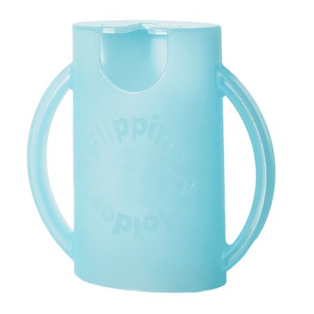 Squeeze Proof Flipping Holder ORIGINAL (without lid) for Food Pouches & Juice Boxes (Blue) - Multipurpose Design - Prevent Messes & Support Self-Feeding - Handles for Easy Grasping - A
