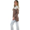 thumbnail image 4 of ToBeInStyle Women's Colorblock High-Low Top - Mocha/Heather Beige - Large, 4 of 6