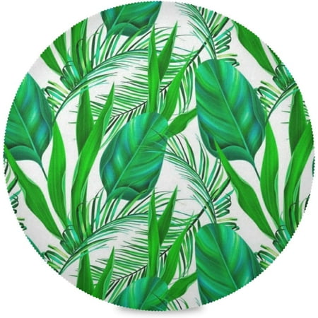 

Hidove Tropical Palm Leaves Round Placemats Durable Non-Slip Table Mat Heat and Stain Resistant Placemat for Kitchen Table Decoration Outdoor BBQ Activities(4PCS)