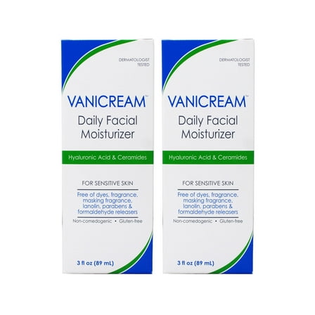 2 Pack - Vanicream Daily Facial Moisturizer For Sensitive Skin, Hyaluronic Acid & Ceramides 89 ml / 3 oz