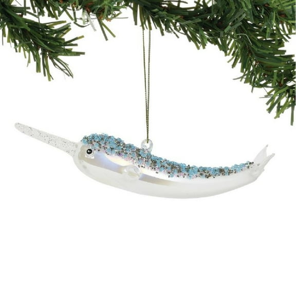 Department 56 Coast to Coast Pearl Bay Narwhal Glass Christmas Ornament 6003955