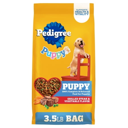Pedigree Dry Puppy Food  Puppy Dry Food with Grilled Steak & Vegetable Flavor  3.5 lb. Bag