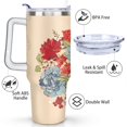 thumbnail image 3 of 40oz Pioneer Colorful Floral Stainless Steel Flip Straw Tumbler with Lid and Straw Spill Proof Travel Cup Double Wall Vacuum Insulated Coffee Mug with Handle White, 3 of 7