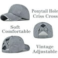 thumbnail image 5 of 2 Packs Womens Ponytail Criss Cross Hat Baseball Cap Distressed Ponytail Hat High Messy Bun Trucker Ponycap, 5 of 7