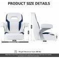 thumbnail image 3 of NORTHCAPTAIN Premium Pontoon Captain's Chair High Back Reclining Pontoon Bucket Boat Seat with Adjustable Armrests,White/Navy Blue, 3 of 5