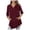 #0249-Wine, variant on Uootdi 3/4 Sleeve Tops for Women Hooded with Pockets Loose Fit Soft Comfy Casual Daily Loungewear Tunic Shirts Gift