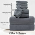thumbnail image 5 of Jessy Home 8 Pcs Dark Gray Stripe Large Microfiber Bath Towels Set 2 Oversized Bathroom Towels, 2 Hand Towels, 4 Washcloths, 5 of 10