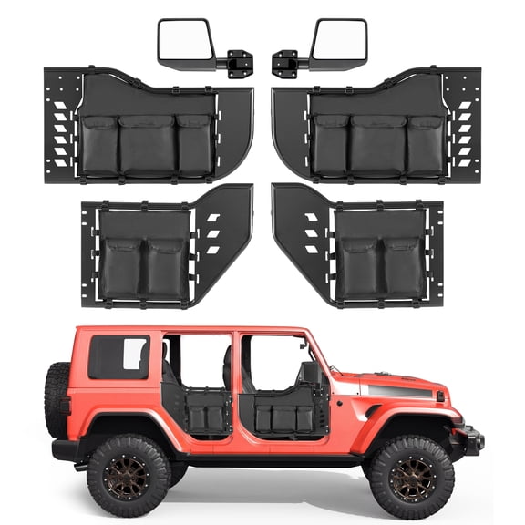 VEVOR Jeep Tube Doors, 4-Door, Compatible with 2018-2026 Jeep Wrangler JL & 2020-2026 Gladiator JT, Steel Off Road Front & Rear Tubular Half Doors with DOT Certified Side View Mirrors and Storage Bag