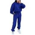 thumbnail image 2 of Fashion Tracksuit Sets Women Plus Size Hoodies Drawstring Sweatpants Jogging Sport Suits Lounge Sets (S, Blue), 2 of 7