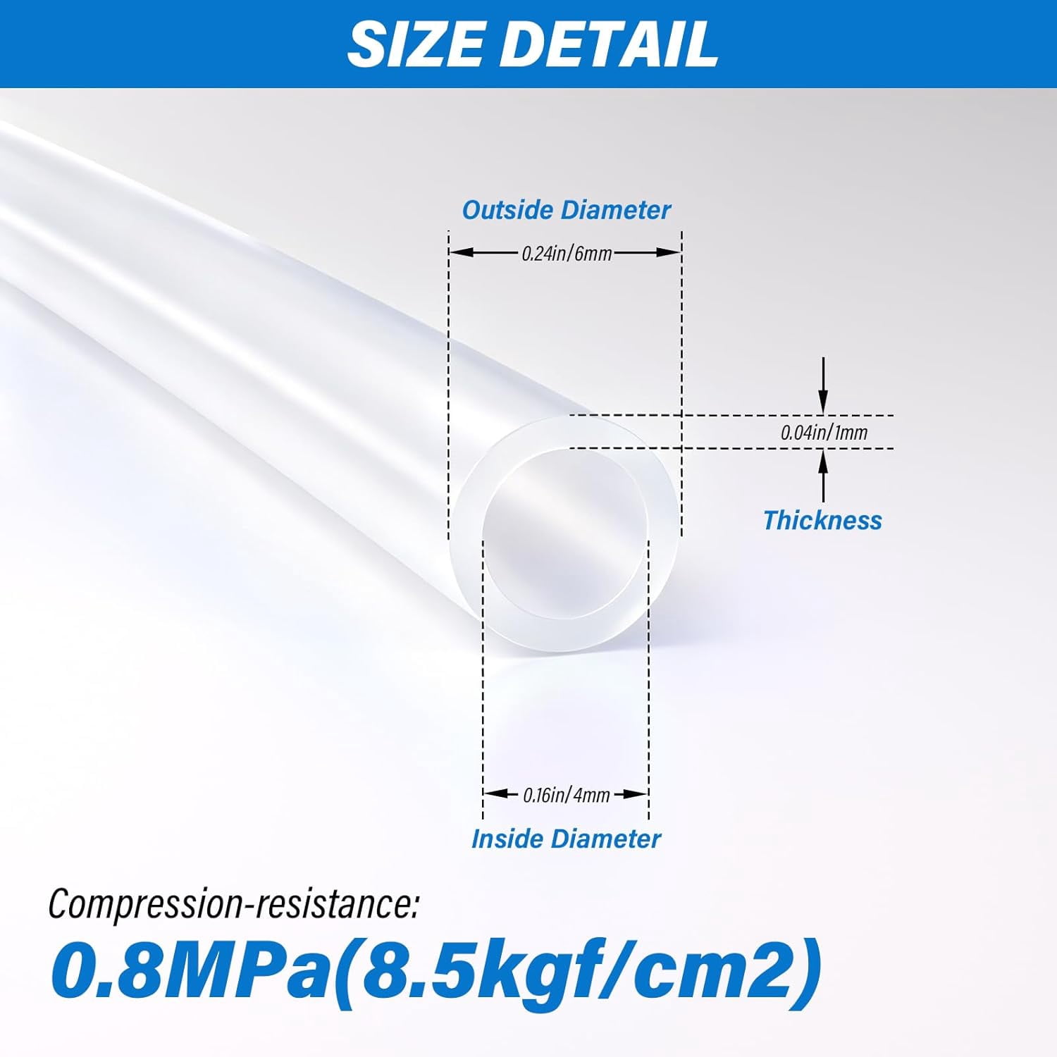 MKEUDQ-6mm x 4mm Clear PU Polyurethane Pneumatic Tubing Pipe, Air Tube Hose Line for Air Compressor Fitting or Fluid Transfer, 39.4ft 12 Meter