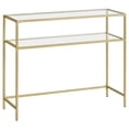 thumbnail image 1 of VASAGLE Mesa de Consola, Mesa de Entrada, Marco de Metal, Extremo del Sofá, Tablero de Vidrio Templado, Patas Ajustables, para Salón, Entrada, Pasillo, Dorado y Transparente, 1 of 5