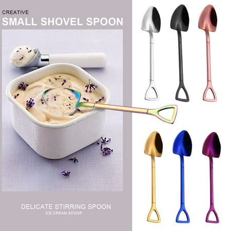 

Gold stainless steel 304 small shovel spoon design gold-plated coffee spoon ice cream soup delicate stirring spoon