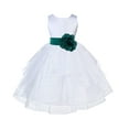 thumbnail image 2 of Ekidsbridal Girl Pageant Flower Girl Dress - White Tiered Organza with Bow Sash 4613T-A (Size: S-12), 2 of 3