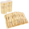 thumbnail image 1 of 2 Pack 220 Pieces Total Bamboo Forks Mini Food Picks Double Prong Cocktail Forks Blunt-end Forks for Banquet Catering Party, 3.5 Inches, 1 of 7