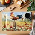 thumbnail image 2 of Spring Floral Rooster Placemats Set of 6 Retro Rooster Farmhouse Place Mats Indoor Wipeable Table Mats Washable Cloth Dining Table Placemats for Kitchen Holiday Party Home Decor 13x19 Inch, 2 of 9