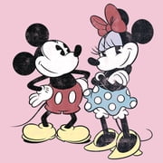 Girls Mickey & Friends Mickey Mouse & Minnie Vintage Couple Graphic Tee Light Pink X Large