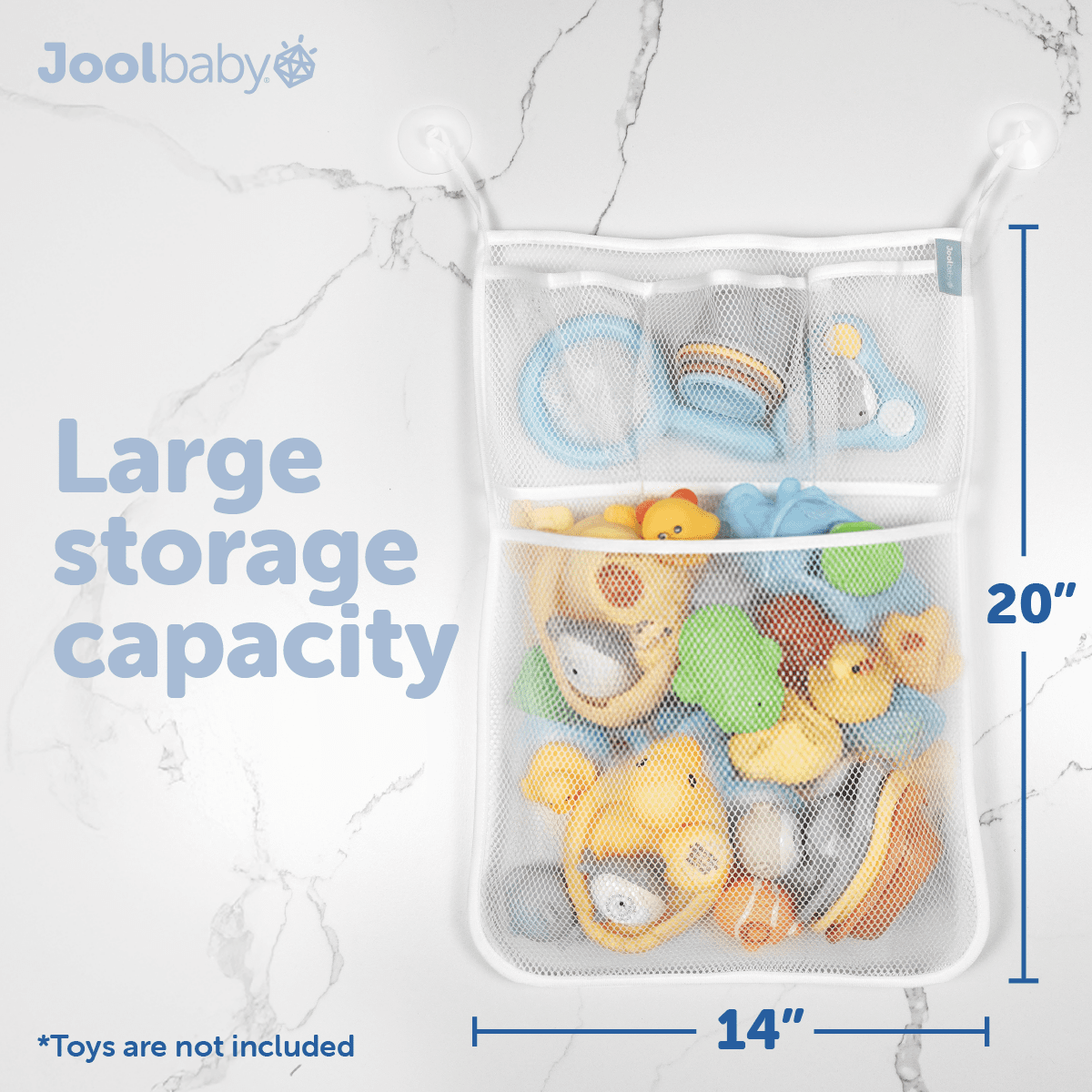 Jool Baby Tub Time Bath Organizer – Mesh Bathtub Toy Storage Bag with Suction Cups - White