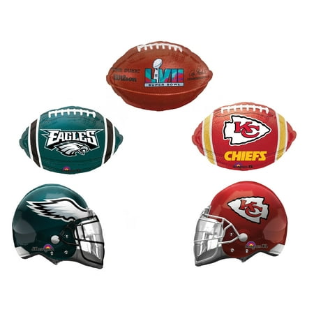 Eagles vs. Chiefs Football Helmet Super Bowl Big Game LVII 57 Party Bouquet Foil 5 Piece Balloon Pack NFC AFC
