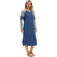 thumbnail image 2 of Baywell Women's Long Nightgowns Raglan Long Sleeve Crewneck Nightshirt Lounge Dress Oversized Sleepwear Full Length Pajamas Dress Ultra-Soft Nightdress S-3XL, 2 of 7