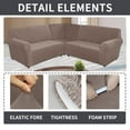 thumbnail image 5 of CJC 7 Seat Velvet Recliner Sofa Covers, 3-Piece Corner Sofa Covers, L-Shaped Sectional Couch Slipcovers, Stretch Furniture Protector, Taupe, 5 of 9