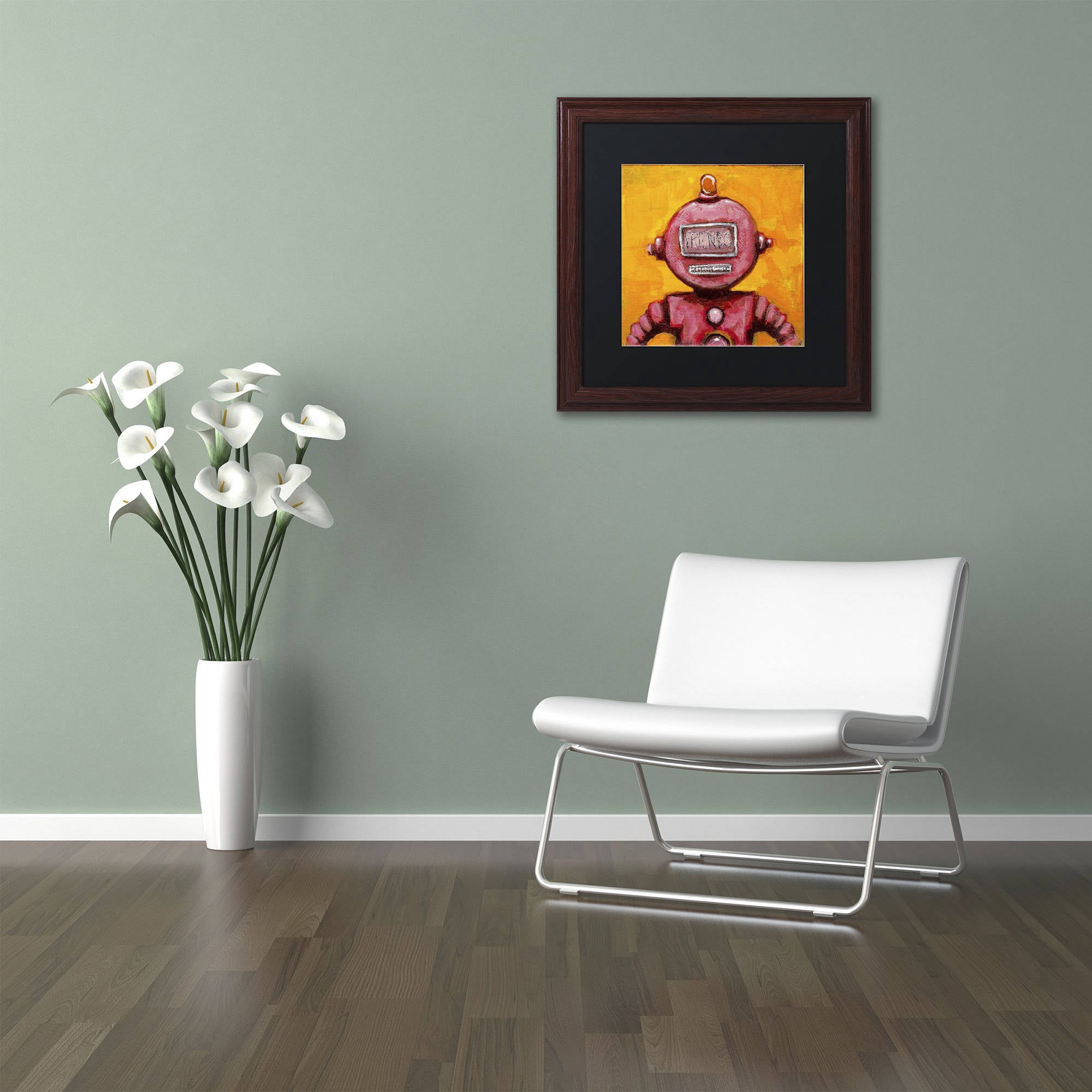 Trademark Fine Art 'Weebot-Friends' Canvas Art by Craig Snodgrass, Black Matte, Wood Frame