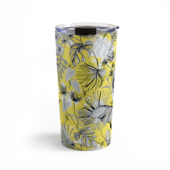 Society6 Marta Barragan Camarasa Tropical Gray and Yellow 20 oz Stainless Steel Travel Mug