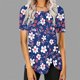 thumbnail image 2 of Blusas de Manga Corta para las Mujeres Botón Impreso Cuello Redondo Top Casual, Blusas para las Mujeres Casual, 2 of 5