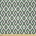 thumbnail image 2 of Ambesonne Modern Fabric by the Yard Microfiber, Geometric Antique Border, 2 Yards, White and Army Green, 2 of 2