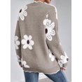 thumbnail image 4 of Sweaters for Women Spring Fall Color Block Ribbed Ruffle V Neck Loose Fit Pullover Knit Y2k Cute Sweater Tops Brown XL, 4 of 6