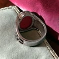 thumbnail image 5 of Silver Handmade Ring 925k Sterling Silver Enamal Red Oval Shape Carnelian GemStone Ring Men's Ring with Round Stones Outstanding Gift KCR043, 5 of 7