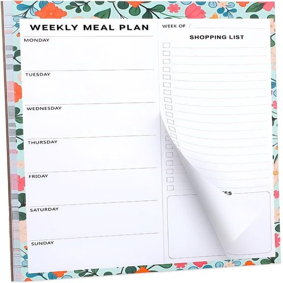 CCOCC 60 Sheet Meal Planner for Fridge,Magnetic Weekly Meal Planner&Grocery List with Tear-Off Shopping List for Meal Prep,7X10''-Flower Design
