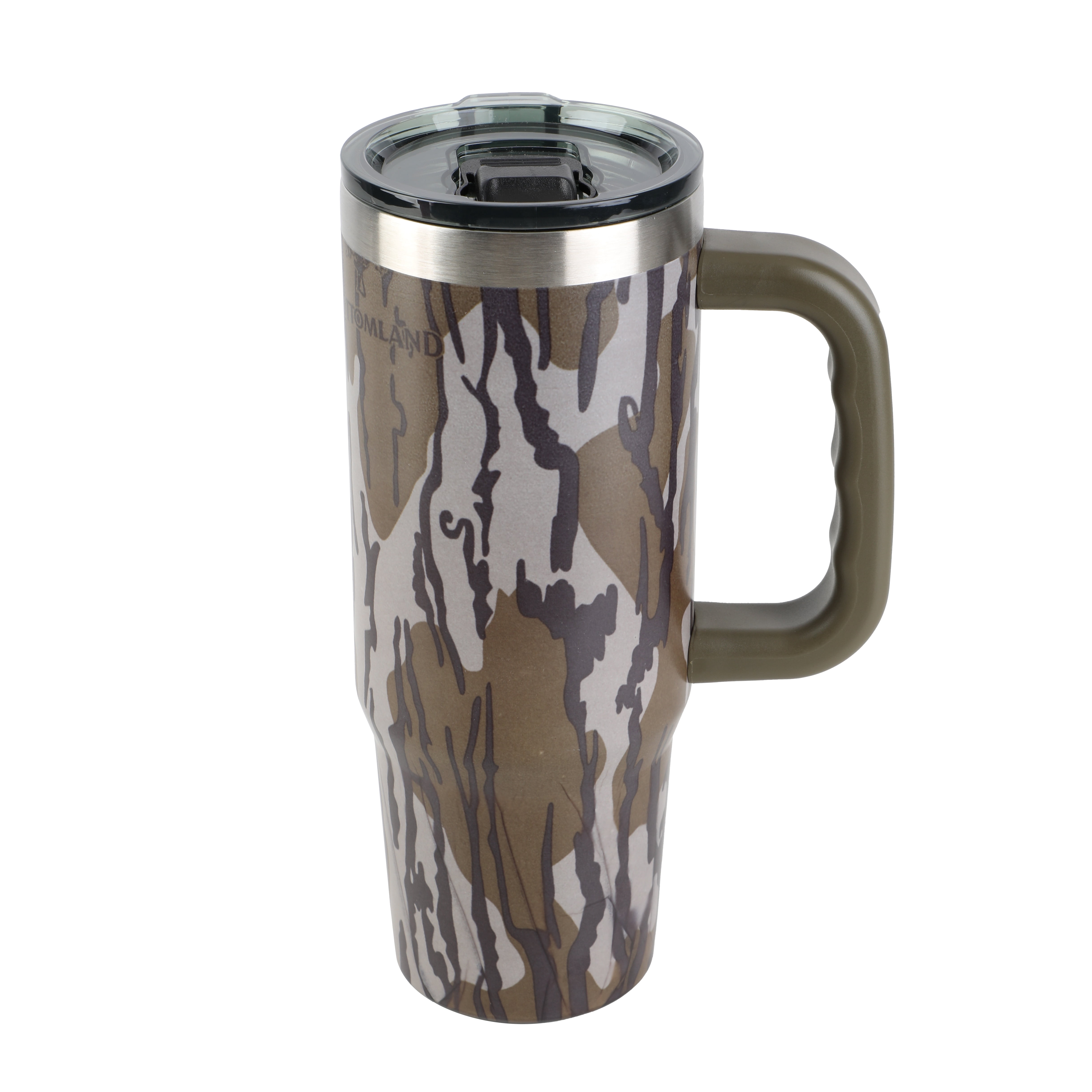 Mossy Oak 30oz Bottomland Camo Stainless Steel Insulated Travel Tumbler with Handle and Magnetic Lid. Leak Resistant