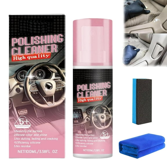 Qirevo Polishing Cleaner, Qirevo Car Interior Cleaner Spray, Ultra-Fine Spray Water Free Cleaning, Vehicle Interior Polish, Multipurpose Polish Cleaner Spray Cars Interior (1)