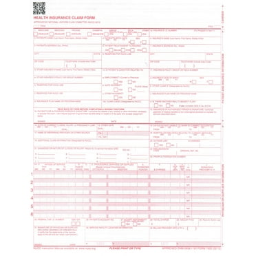 HCFA Medical Claim Forms CMS-1500, Approved Version (2012), Box of 2500 Forms