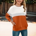 thumbnail image 2 of Sopiago Girl Sweatshirt Casual Long Sleeve Sweatshirt Crew Neck Cute Pullover Relaxed Fit Tops Side Split Orange,4-5 Years, 2 of 7