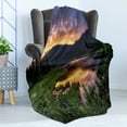 thumbnail image 4 of Mt Rainier Soft Flannel Fleece Throw Blanket, Spring Sunset National Park Woods Flowers Lake and Grass Calm Nature Photo, Cozy Plush for Indoor and Outdoor Use, 60" x 80", Multicolor, by Ambesonne, 4 of 5