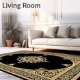 thumbnail image 2 of ODIKA 8'x10' Machine Washable Non-Slip Area Rug, Vintage Medallion Design with Classic Border High Traffic Rug with Pad, Black, 462822, 2 of 8