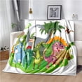 thumbnail image 3 of Mantas de franela con estampado 3D de dinosaurio para niños y adultos, ropa de cama cálida para viajes, mantas finas para camas, 3 of 4
