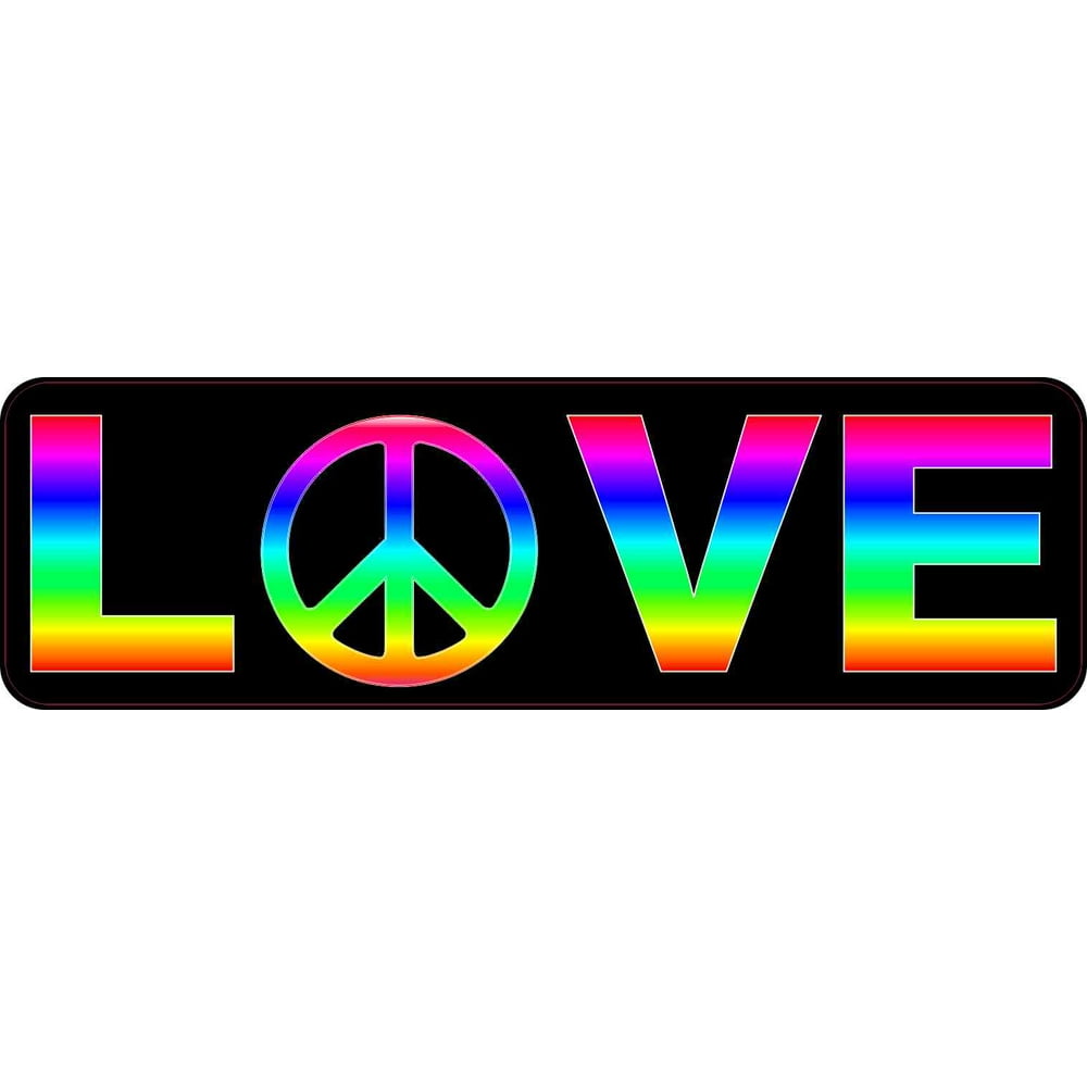10in x 3in Love Peace Bumper Sticker Vinyl Vehicle Window Decal