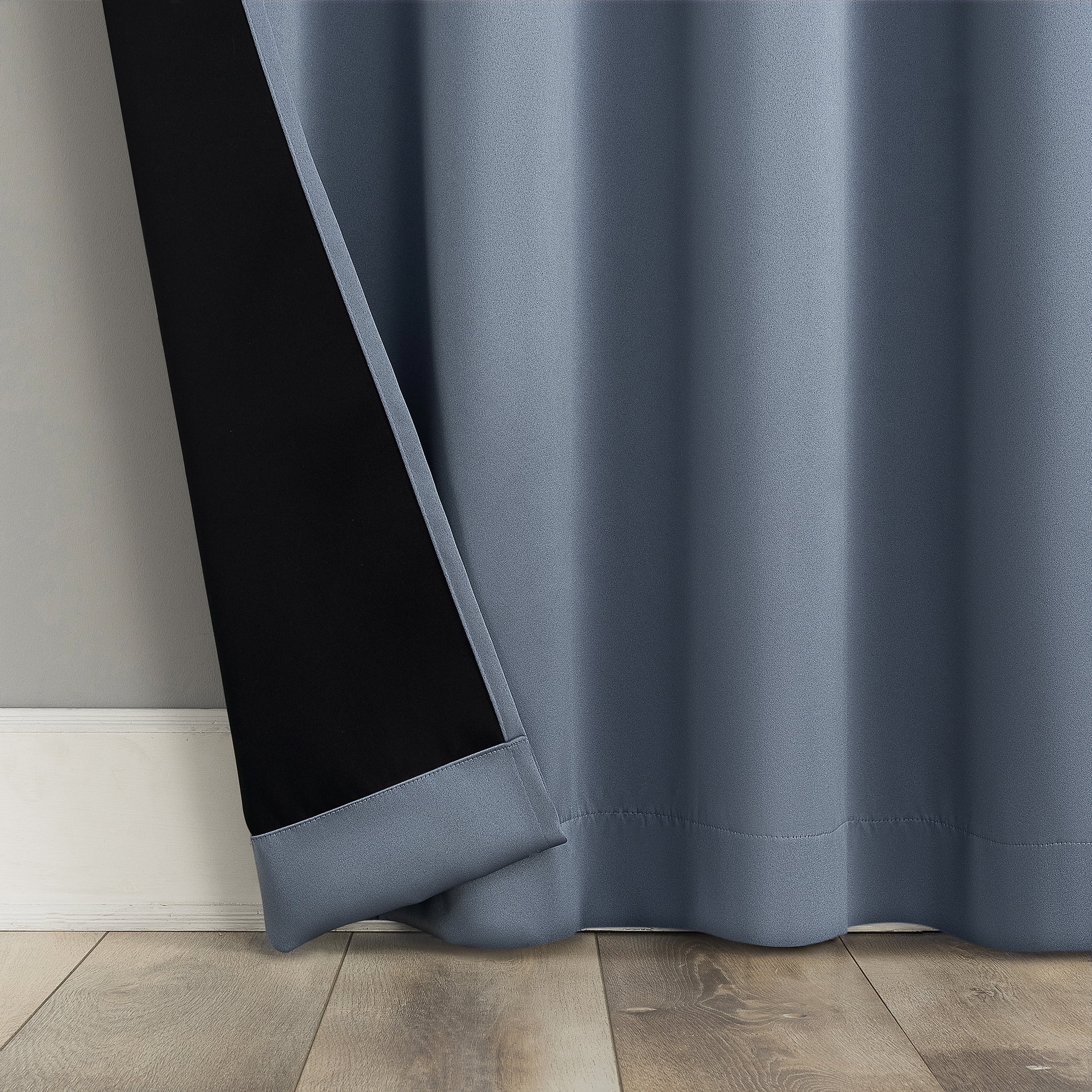 Sun Zero Malmo 1-Piece Theater Grade Extreme 100% Blackout Rod Pocket Curtain Panel, 52"X63", Denim Blue