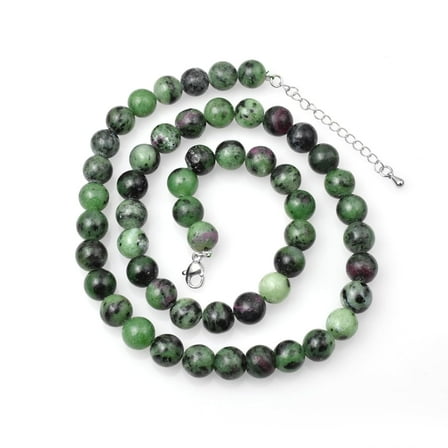 Sunburst Natural Ruby Zoisite Gemstone 8 MM Round Smooth Beads Necklace Adjustable Mala Jewelry