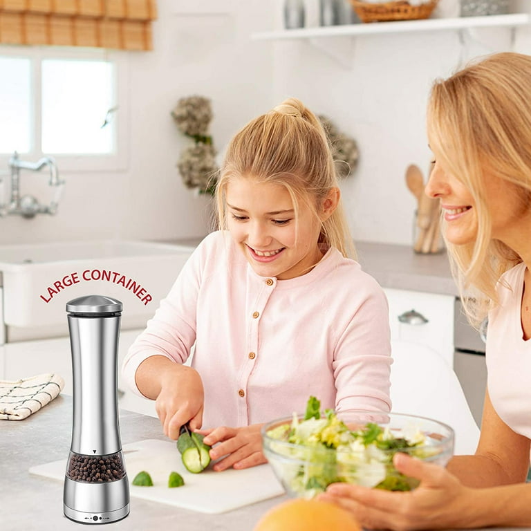  Gravity Electric Salt and Pepper Grinders refillable 1 Pack,USB  Rechargeable Kitchen Electric Pepper Grinder with Light - Gravity Switch,  Coarseness Adjustable Tall Glass Salt and Pepper Grinder: Home & Kitchen