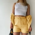 thumbnail image 4 of Fashion Clothing Fashion Set Womens Shorts Set Long Sleeve Shirt Suit Shorts Two Piece Basic Shirt Top and Bathing Suit Bottom 6t Womens Mesh Bathing Comfortable Suits Boy for Yellow S, 4 of 7