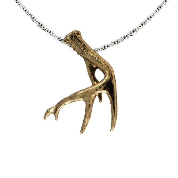 Antler Shed Pendant, Gold Plated Elk Antler Jewelry, Deer Antler Necklace, Antler Charm, Charm with Necklace Chain, Handmade in the USA, MG009PEN
