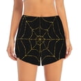 thumbnail image 2 of Yiaed Golden Spider Web Print Women's Running Shorts with Liner 3 Zipper Pockets Elastic Workout Athletic Gym Yoga Shorts-Medium, 2 of 7