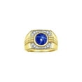 thumbnail image 1 of RYLOS Mens Rings 14K Yellow Gold Designer Round Gemstone &  Diamond Ring Blue Star Sapphire September Birthstone Rings For Men, Men's Rings, Gold Rings Sizes 8 - 13, 1 of 7