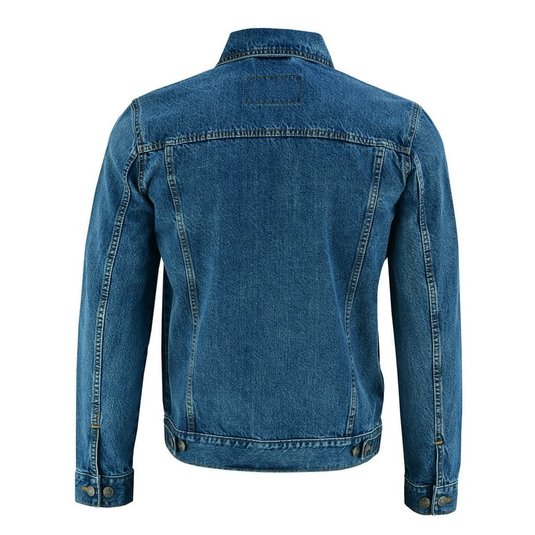 Vance Mens Blue Heavy Duty Denim Button Front Motorcycle