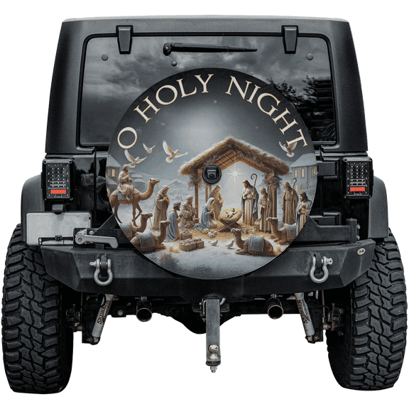 Lotusprinthandmade Christmas The Birth Of Jesus Spare Tire Cover With Backup Camera Hole 6 Sizes (34 in.)